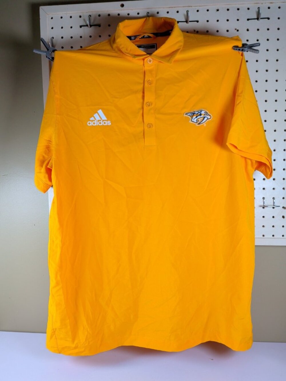 Nashville Predators Adidas Polo Golf Shirt yellow gold Men's Large L NHL